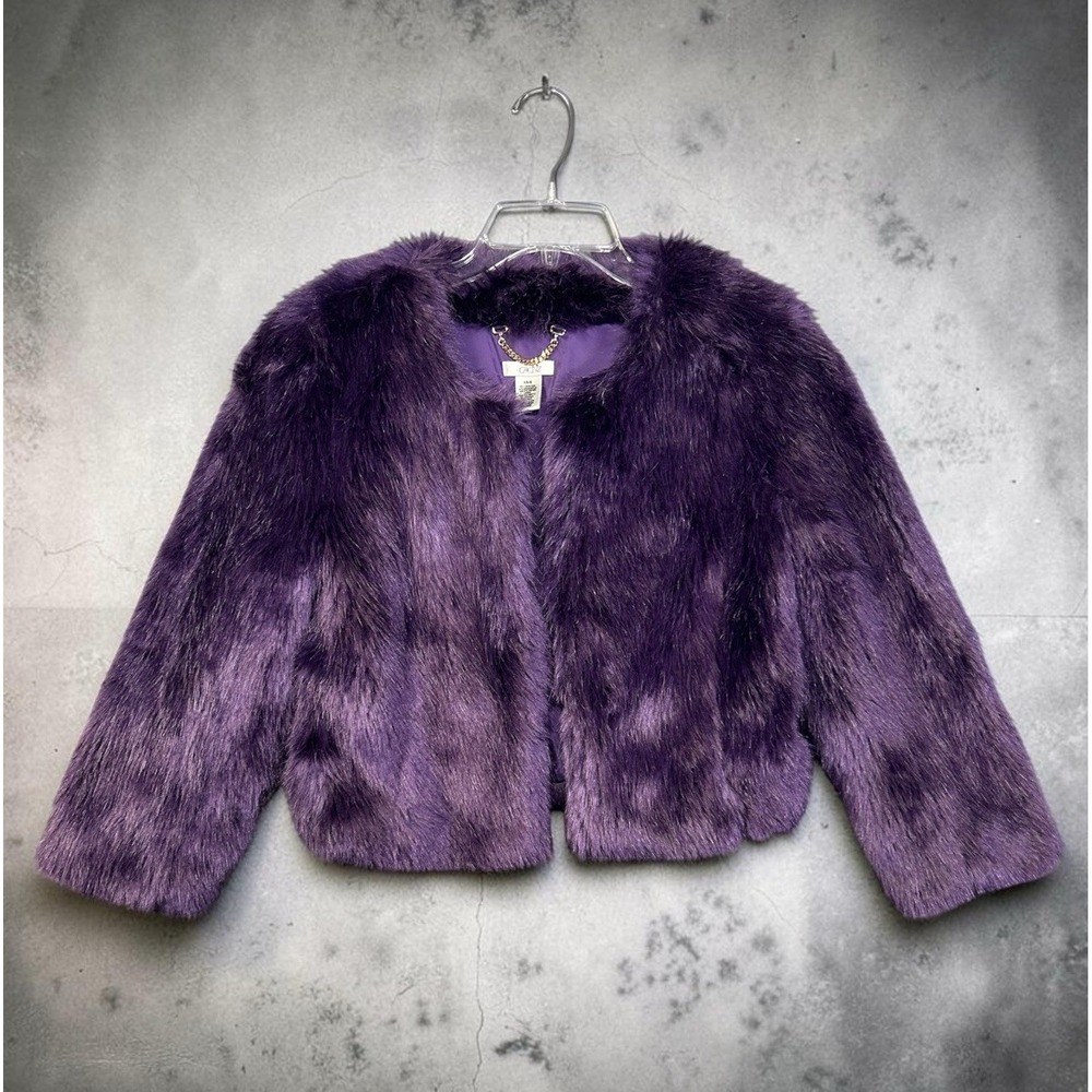 Cache Womens Purple Faux Fur XS/S Jacket Coat Party Girl Festive NYE